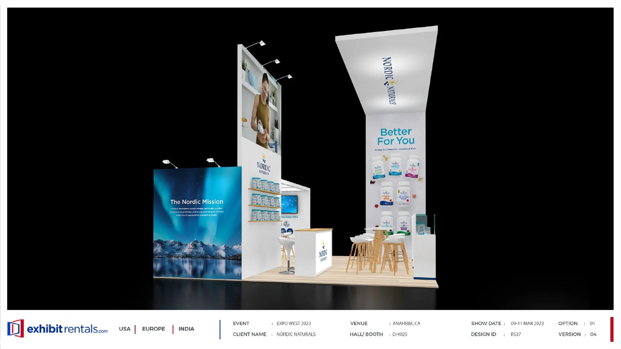 20x20 Peninsula booth design by Exhibit-Rentals